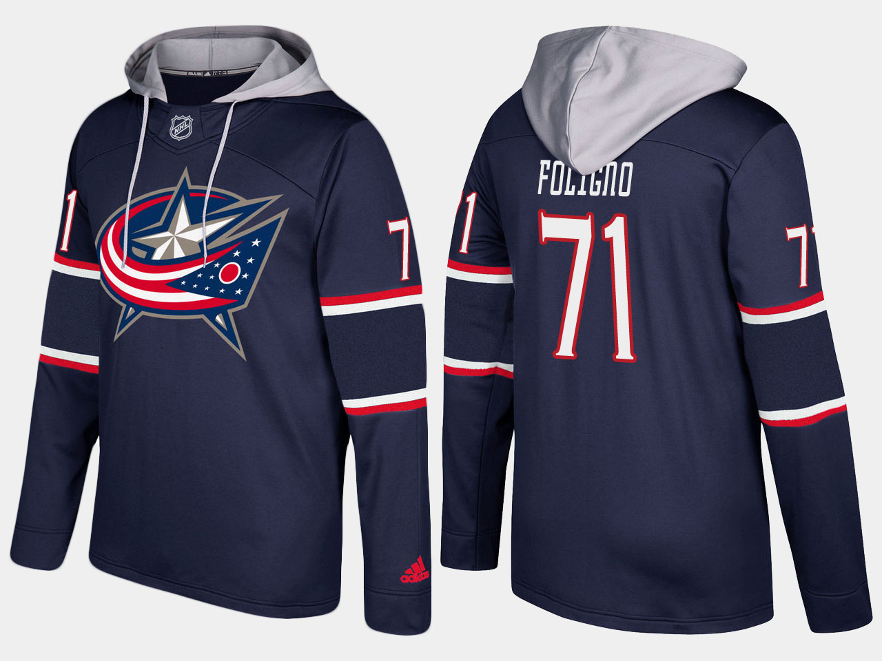 Men NHL Columbus blue jackets #71 nick foligno navy blue  hoodie->new york jets->NFL Jersey